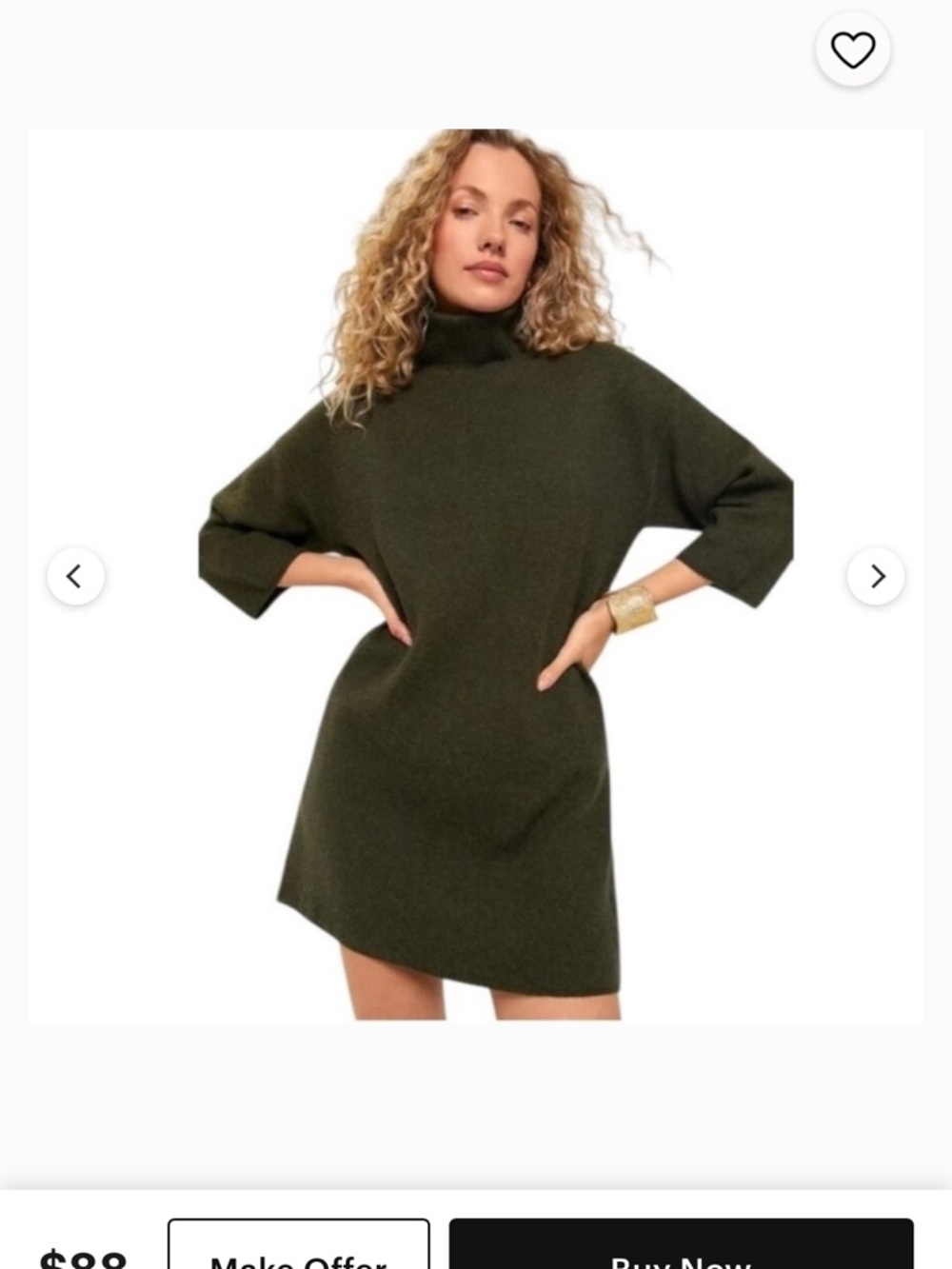 Tuckernuck Olive Green Long Sleeve Turtleneck Sweater Dress